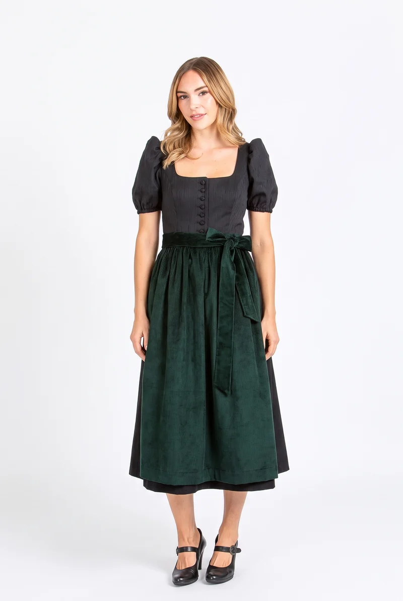 Almliebe Ärmeldirndl Rosmarie schwarz/grün