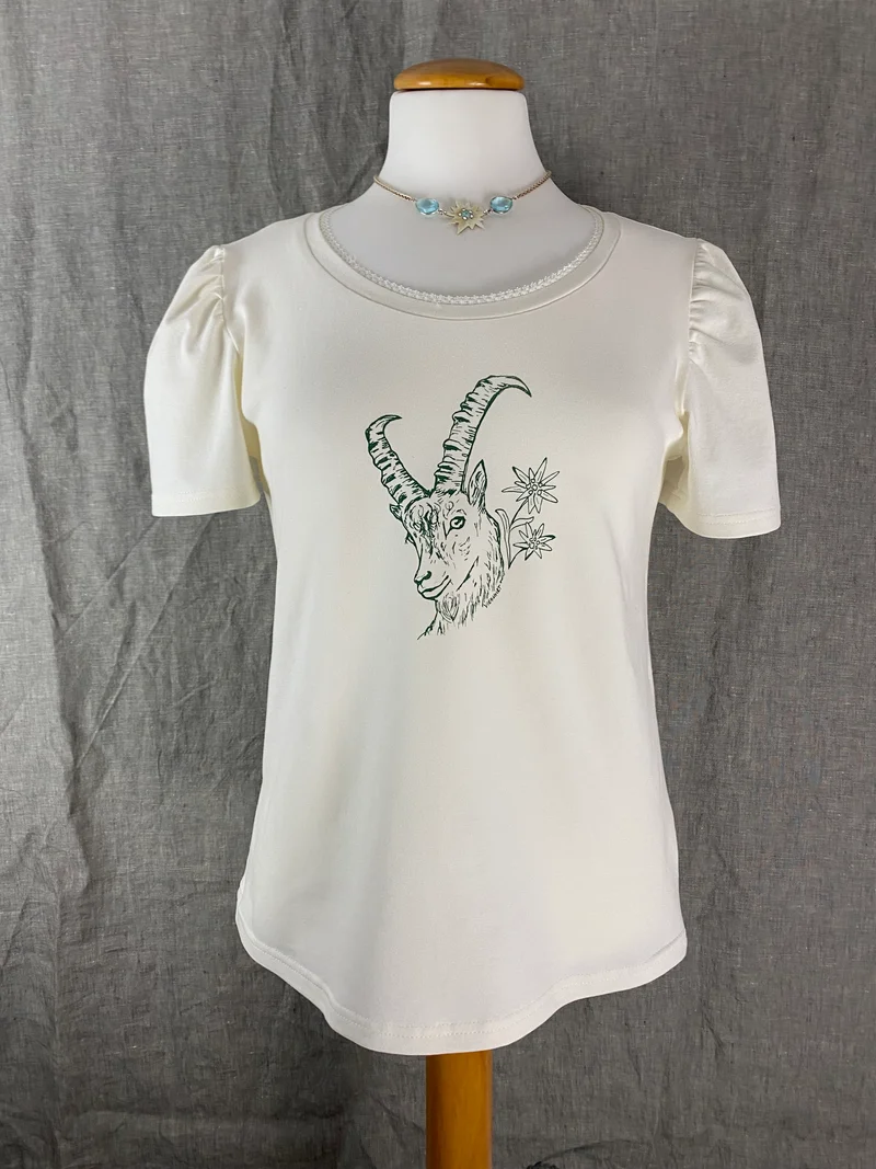 Trachtenshirt Steinbock grün