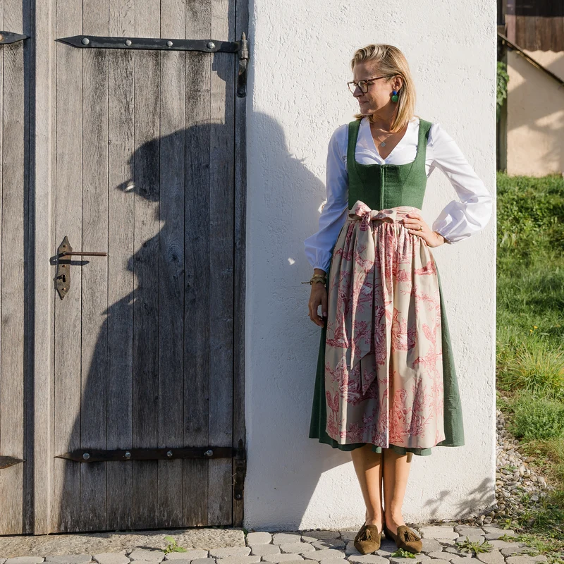Midi Dirndl Loden in Tanne