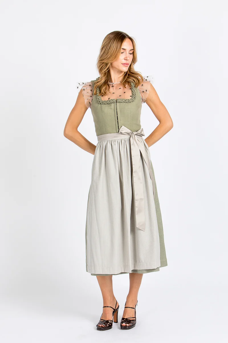 Almliebe Dirndl Eva mit Froschgoscherl grün