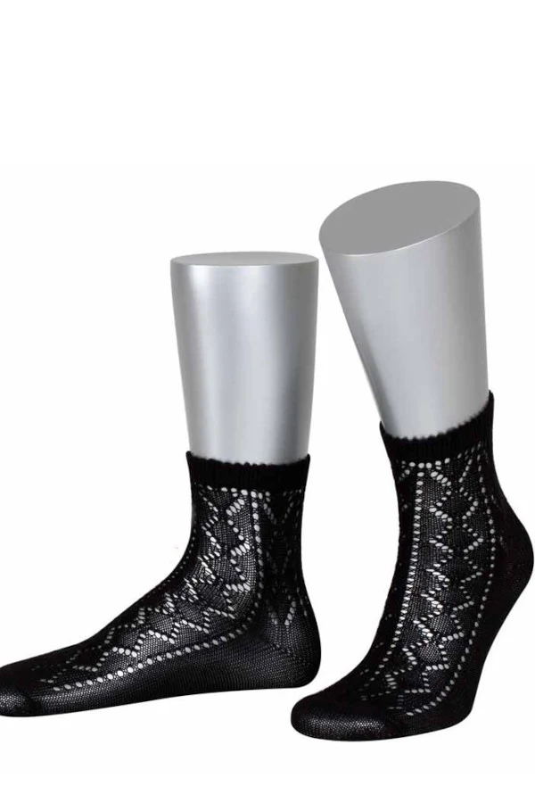 Lusana Trachtensocken Damen Schwarz