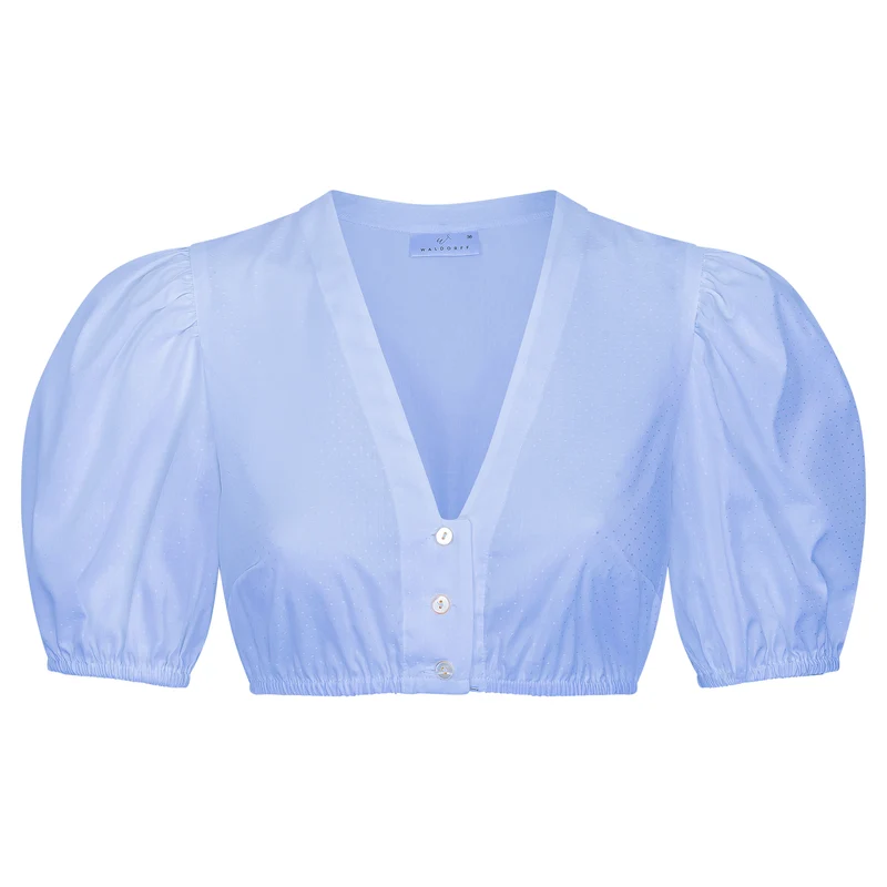 Dirndlbluse "Eva" hellblau mit feiner Struktur