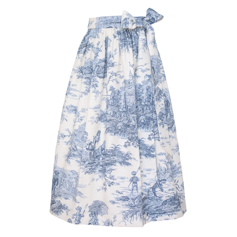 Dirndl-Schürze "Sarah" Natur/Blau Toile de Jouy