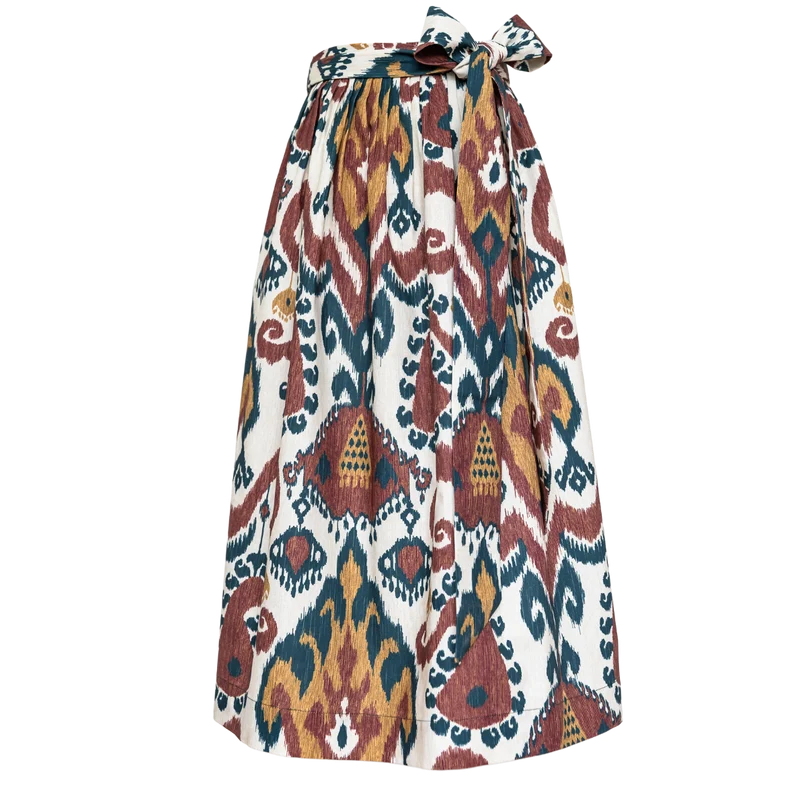 Baumwoll-Dirndlschürze "Carlotta" Ikat - Burgund