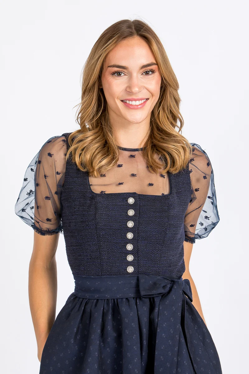 Wenger Dirndlbluse Isabella Bestickt Marine