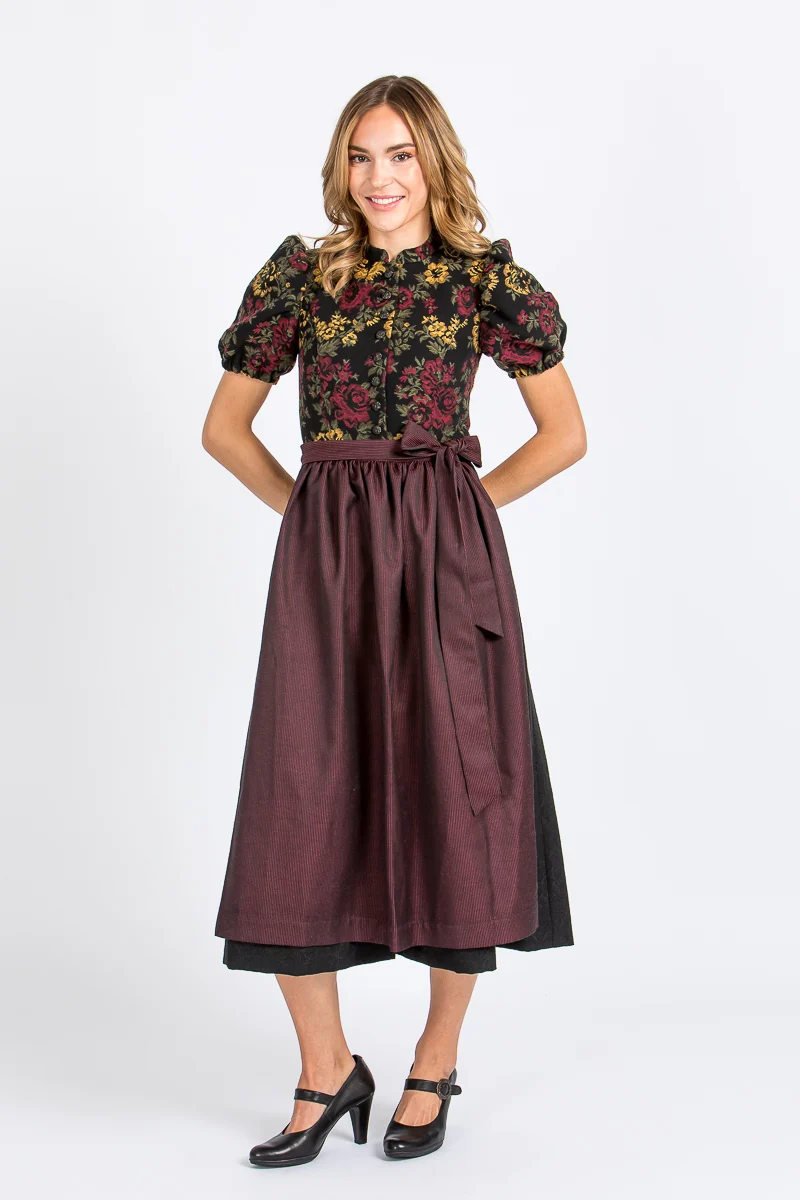 Almliebe Ärmeldirndl Therese bordeaux geblümt