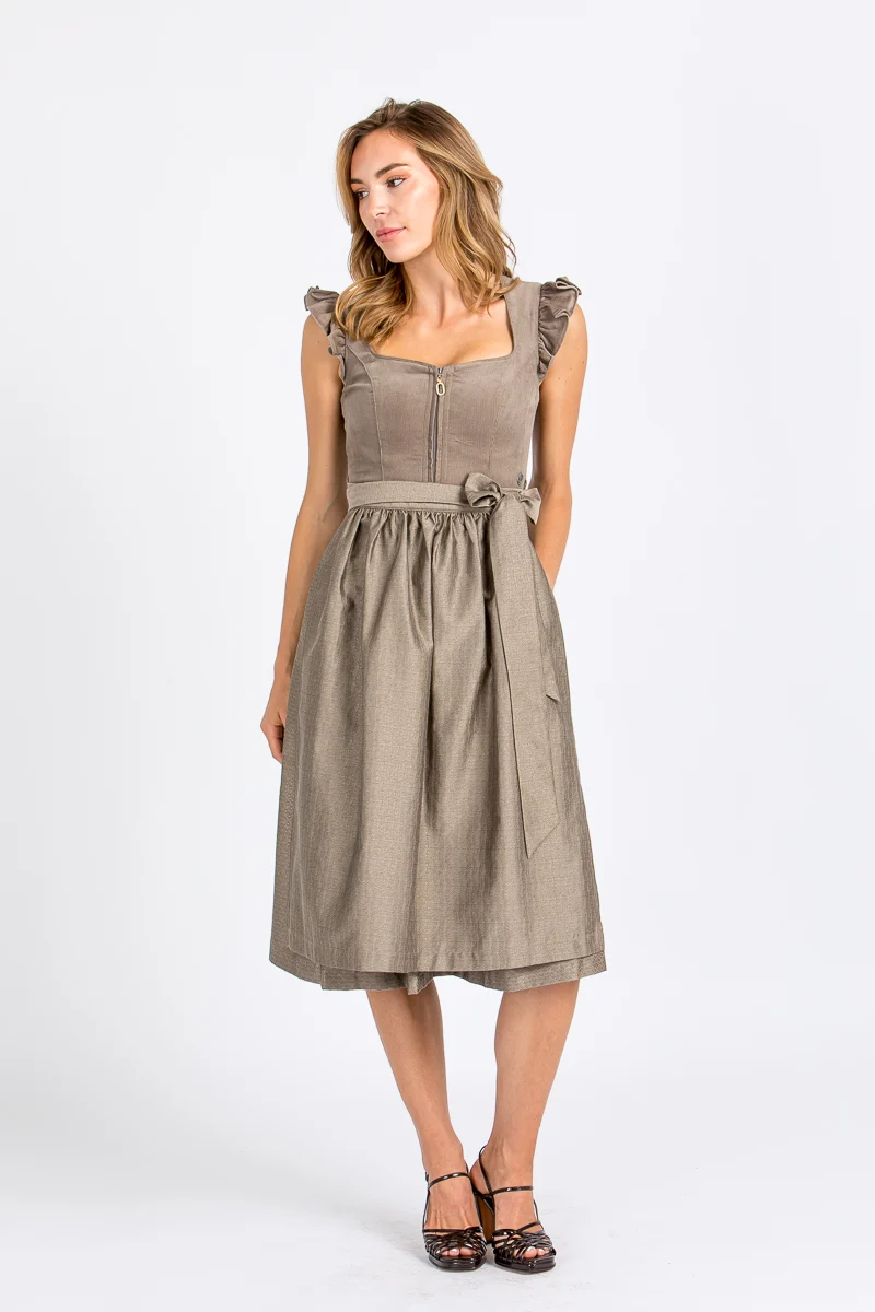 Marjo Dirndl mit abnehmbaren Flügelärmel Ansfelden taupe