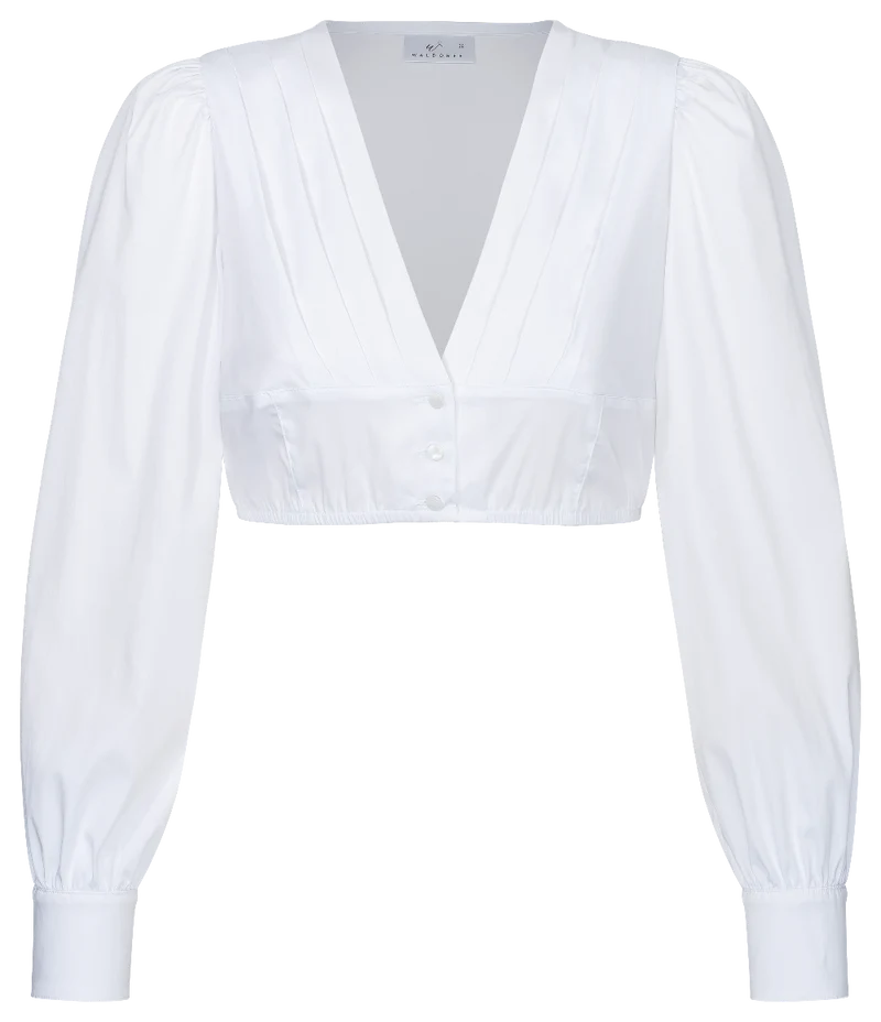 Dirndlbluse "Isabella" mit V-Ausschnitt und langem Armel - Waldorff