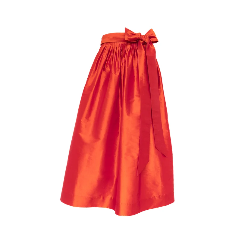 Seiden-Dirndlschürze Viktoria Orange-Gold
