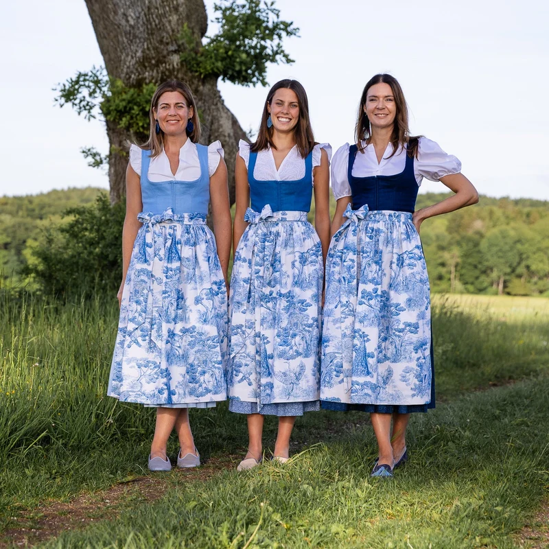 Baumwoll-Dirndlschürze "Elena" Royalblau