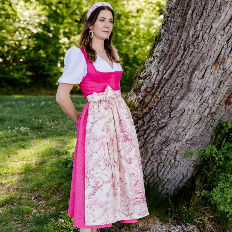 Baumwoll-Dirndlschürze "Helene" Rosa