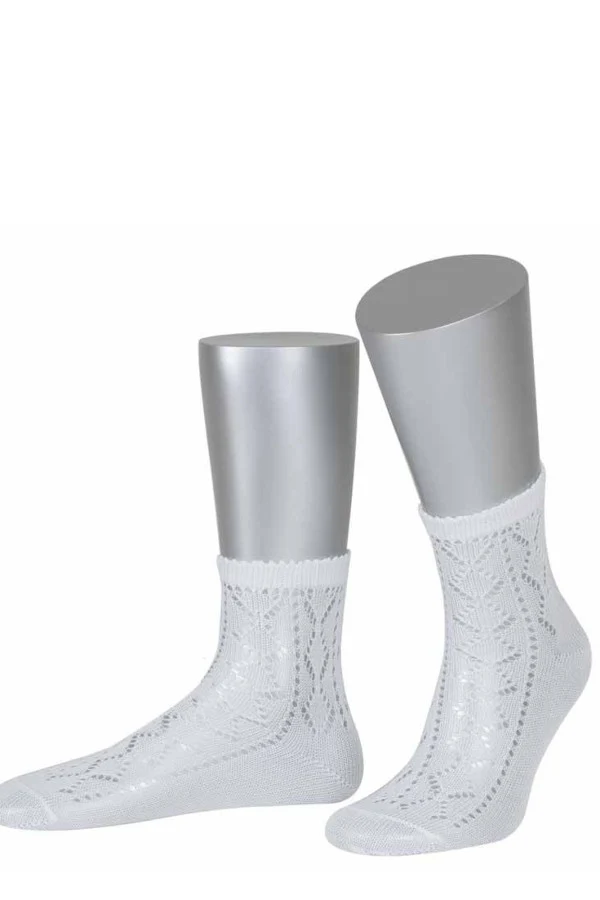 Lusana Trachtensocken Damen Weiß