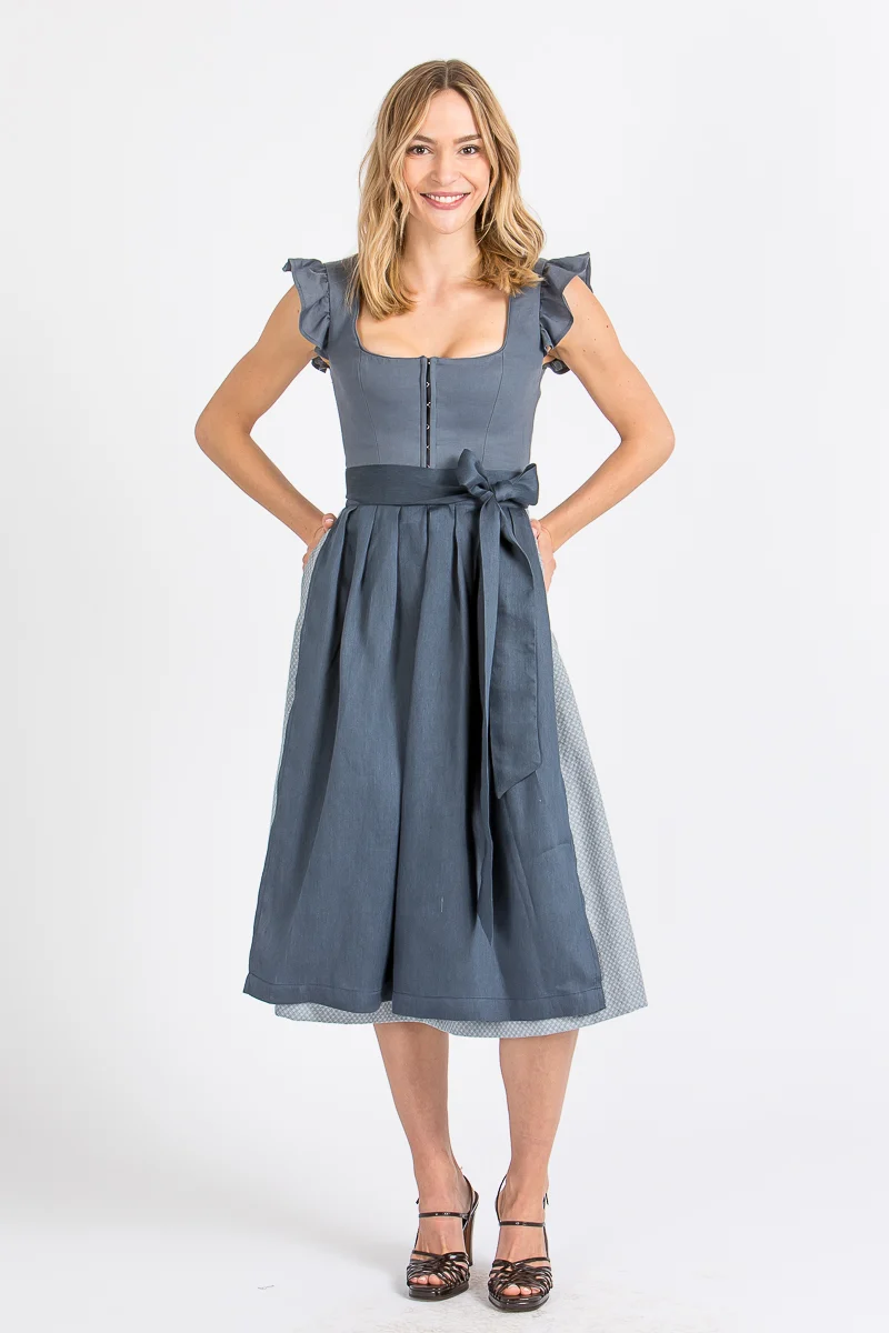 Alpenherz Dirndl mit abnehmbaren Flügelärmel Marie blau