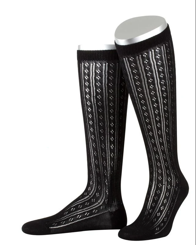 Lusana Damen Trachtenstrümpfe L6665 schwarz