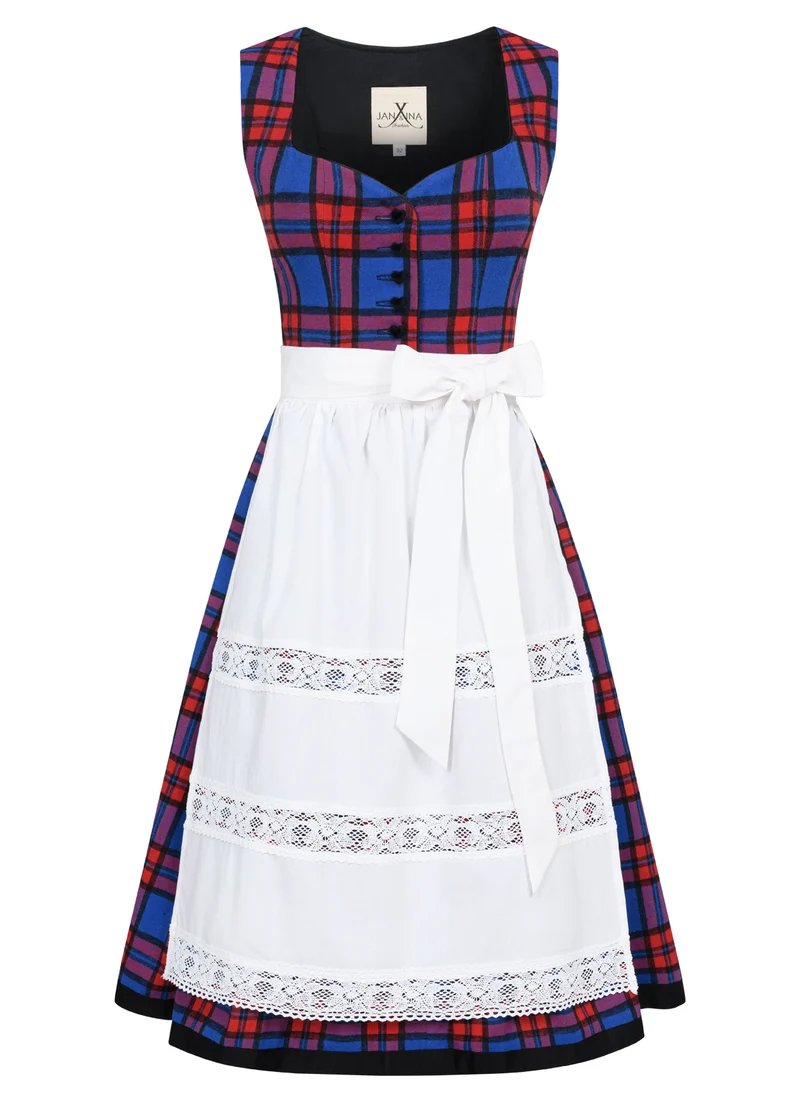 KARO DIRNDL TARTAN LOVE ROYALBLAU/ ROT