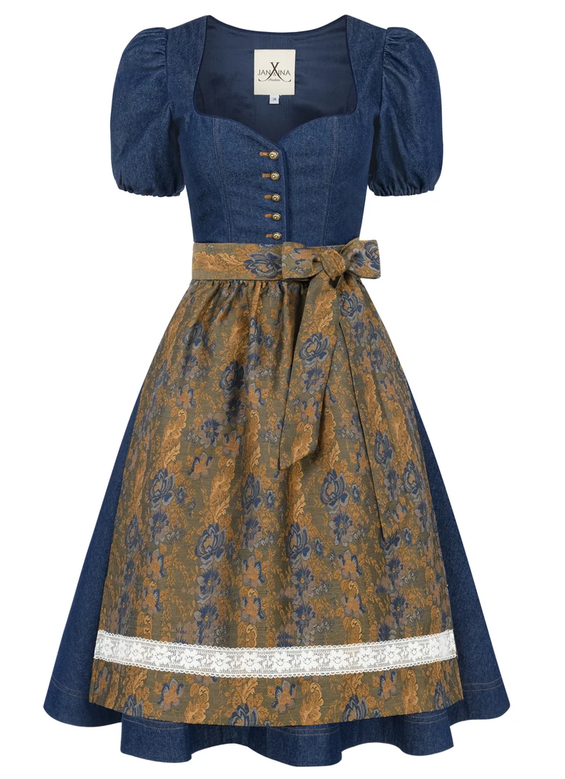 JEANS DIRNDL GOLDEN FLOWER DUNKELBLAU/ OCKER