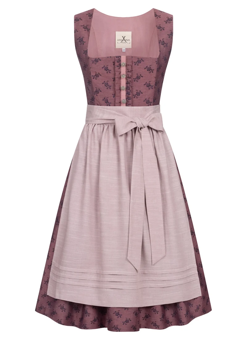 JACQUARD LEINEN DIRNDL TRADITIONAL BOUQUET MAUVE/ ROSÉ