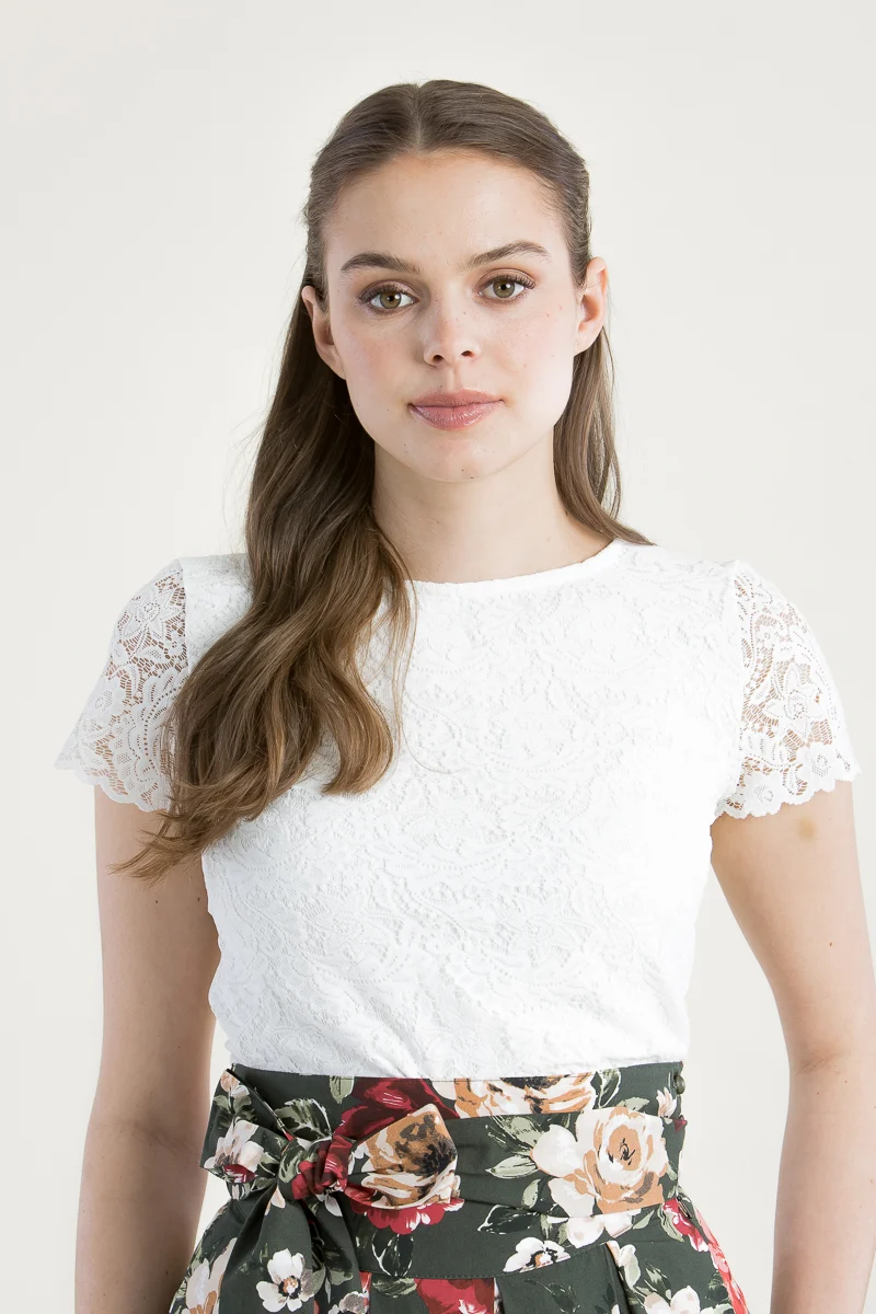 Berwin & Wolff Trachtenshirt ecru Spitze
