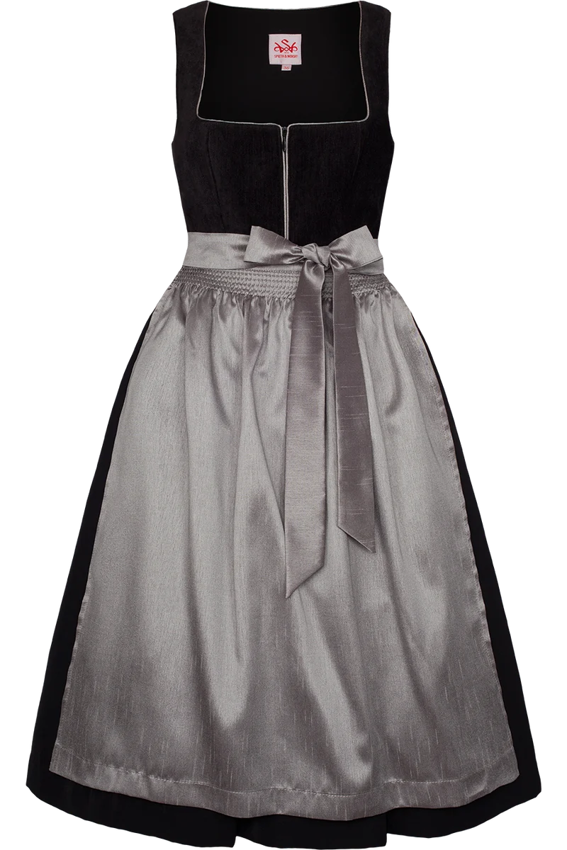 Midi-Samtdirndl mit bequemen Stretch - schwarz