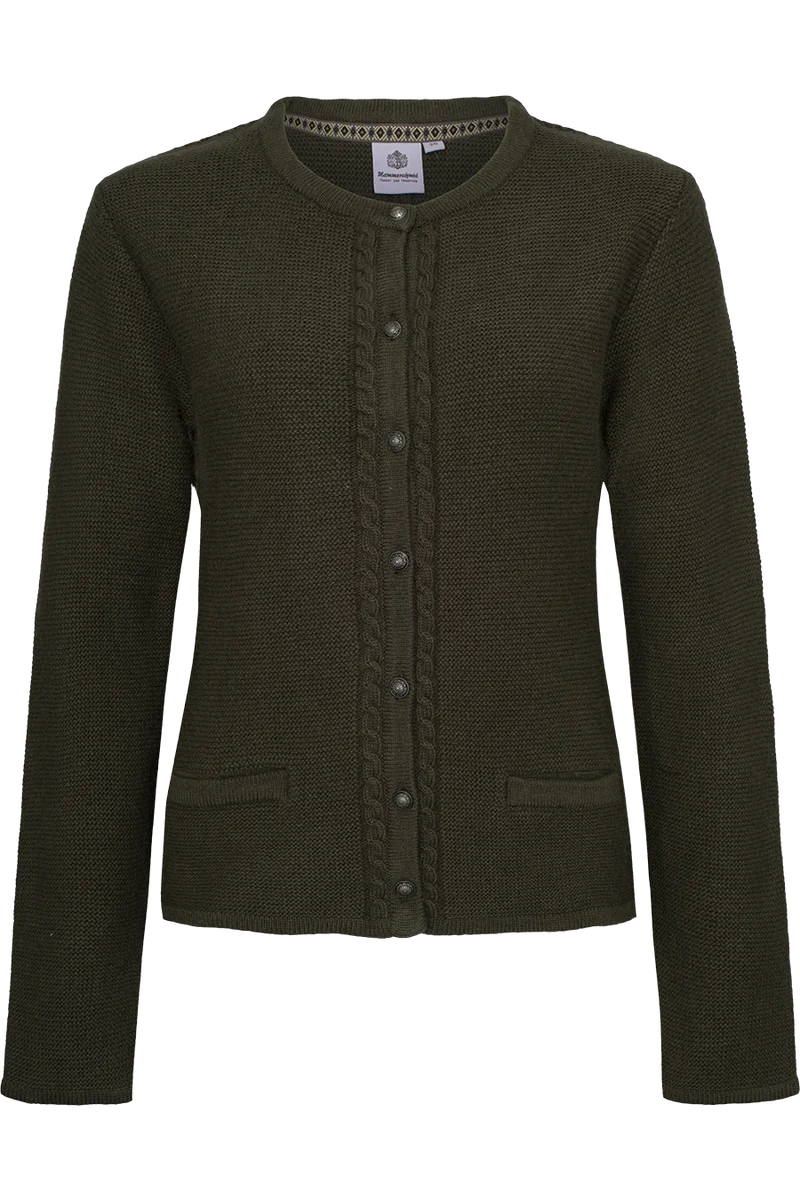 Damen Trachtenstrickjacke mit Wolle - oliv