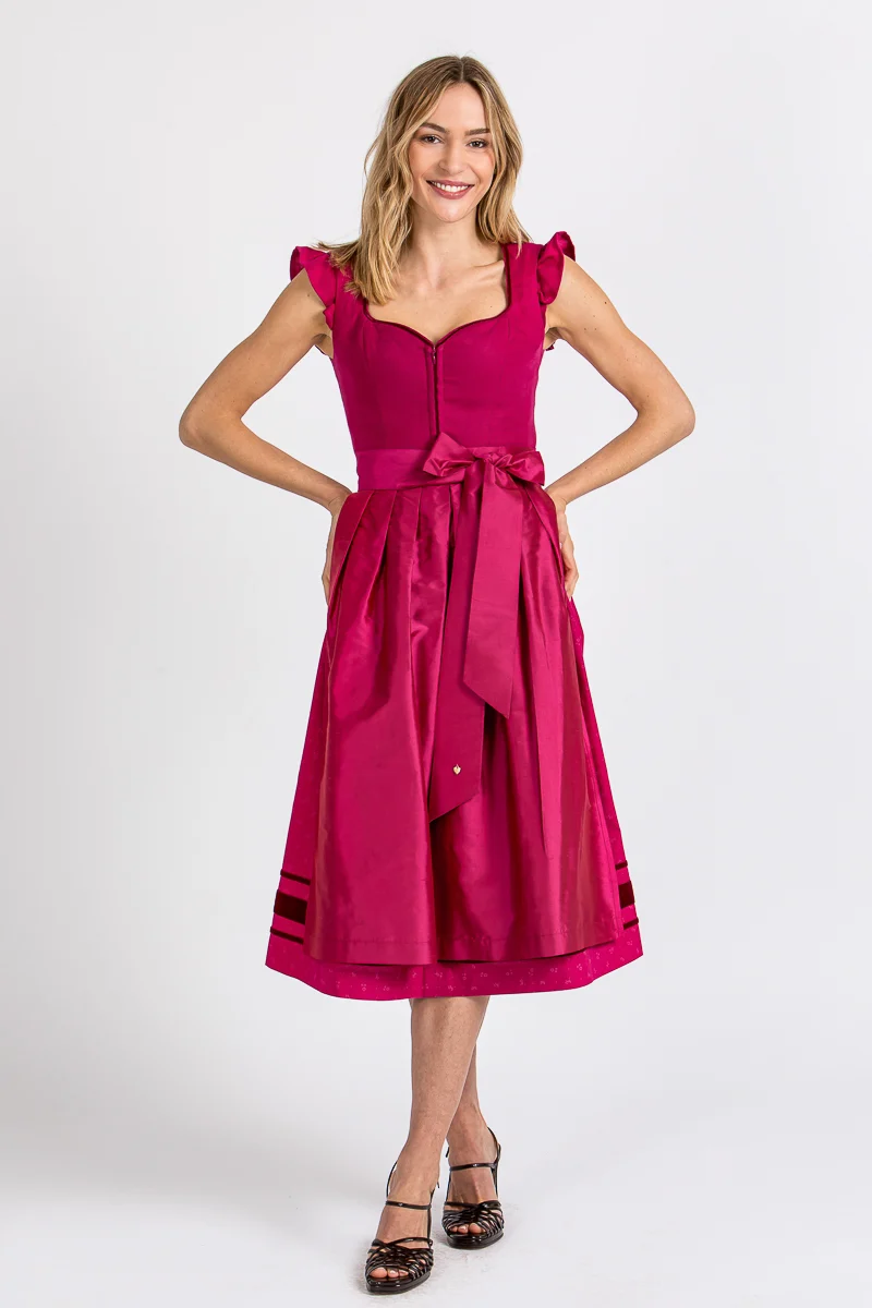 Alpenherz Dirndl mit abnehmbaren Flügelärmel Marie fuchsia