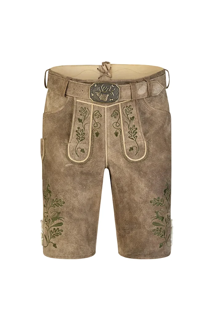 Kurze Spieth & Wensky Lederhose Harry Patina Grün