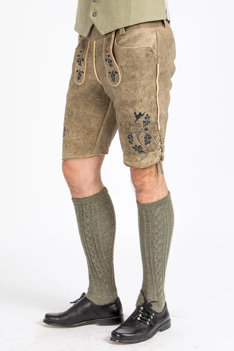 Kurze Meindl Hirschlederhose Teisenberg Old Grey