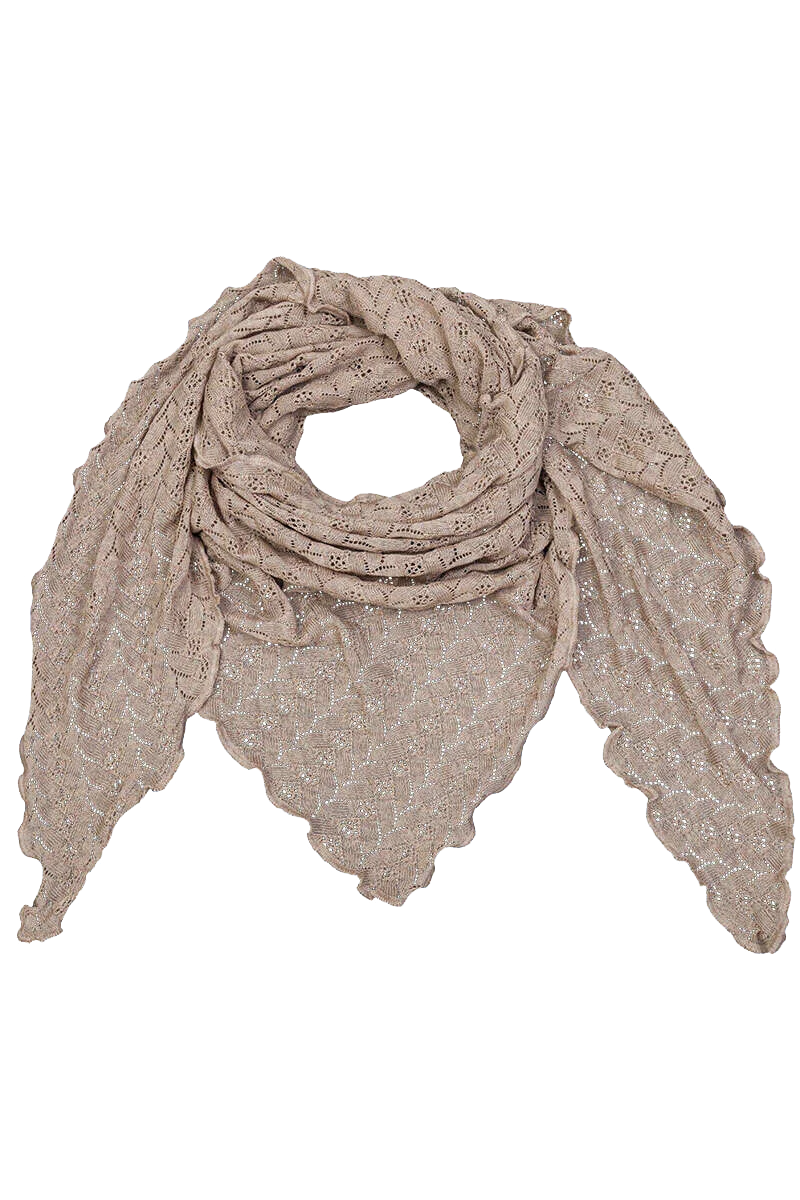 Damen Schultertuch mit feinem Strickmuster - sand