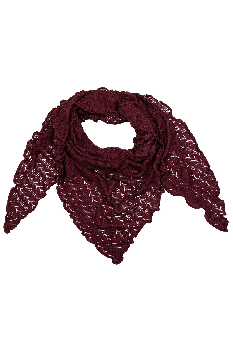 Damen Schultertuch mit feinem Strickmuster - chianti