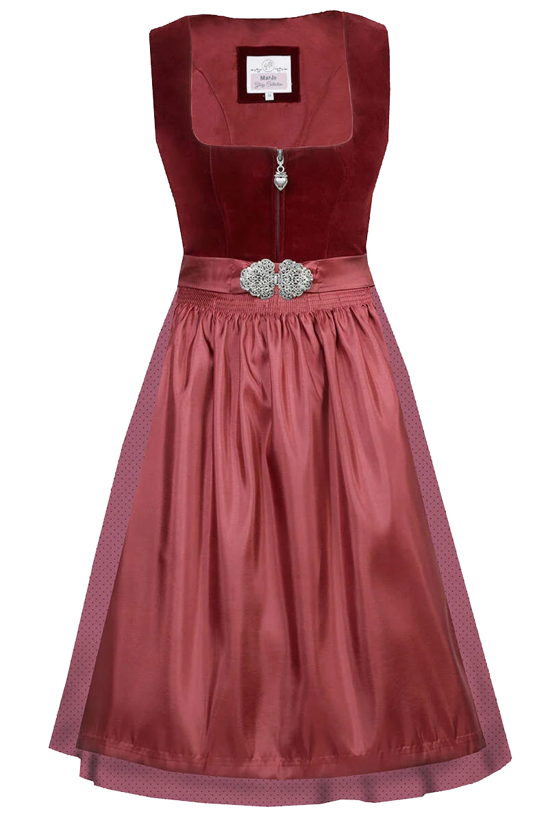 Samt-Dirndl midi - rubinrot