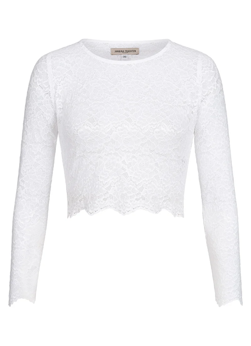 SPITZENOBERTEIL STRETCH FLORALS WEISS