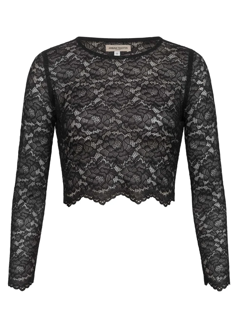 SPITZENOBERTEIL STRETCH FLORALS SCHWARZ