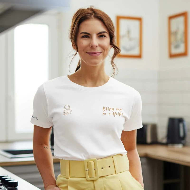 Damen T-Shirt "Bring ma no a Hoibe"