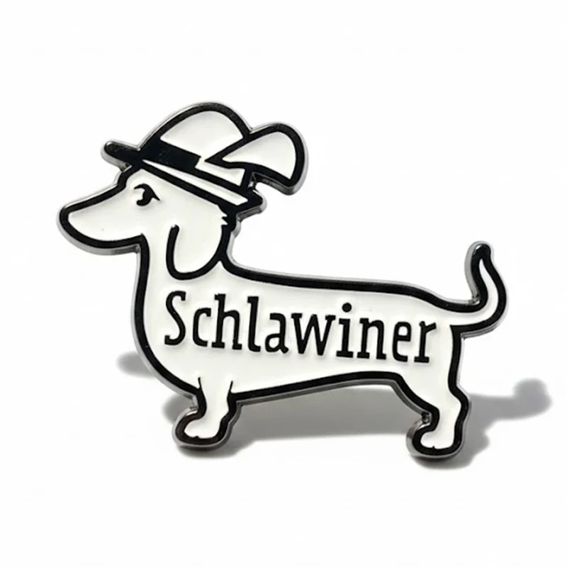 Dackel Pin "Schlawiner" – Trachtenanstecker Emaille schwarz-weiß