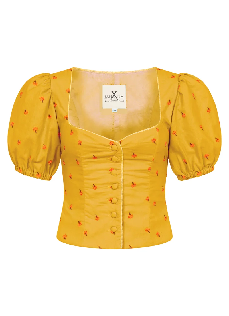 TRACHTENMIEDER LEINEN FLORAL EMBROIDERY SENF