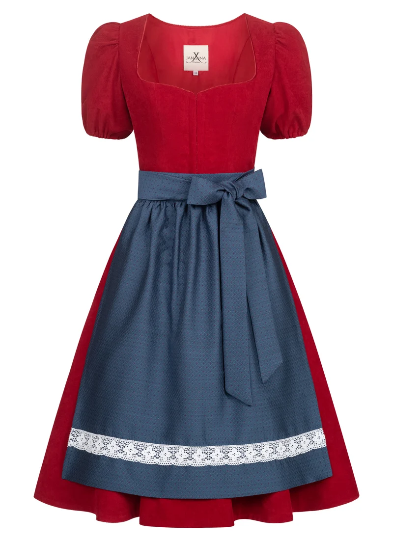 CORD DIRNDL FLARE TULIP KNALLROT/ BLAU