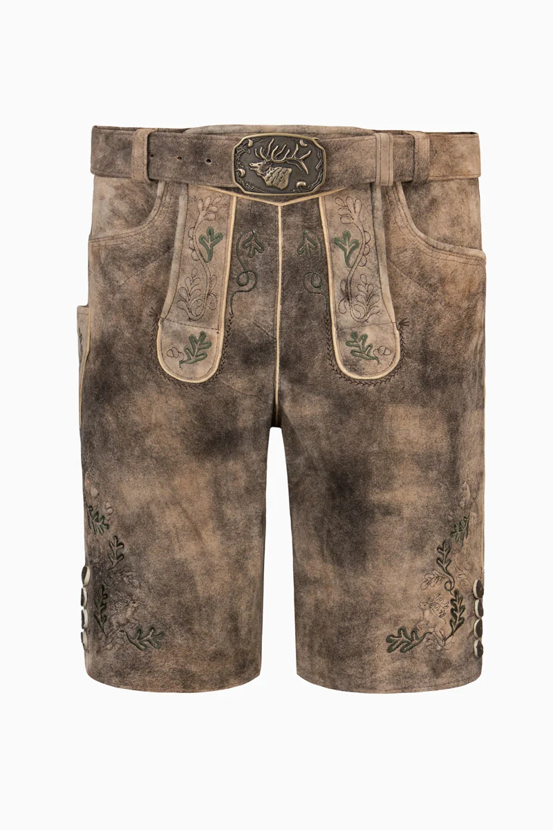 Kurze Spieth & Wensky Lederhose Gerner gerstengrün