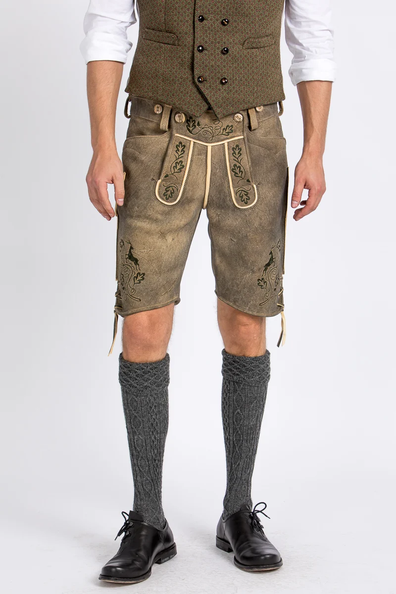 Kurze Beckert Hirschlederhose Bayrischzell antik hell