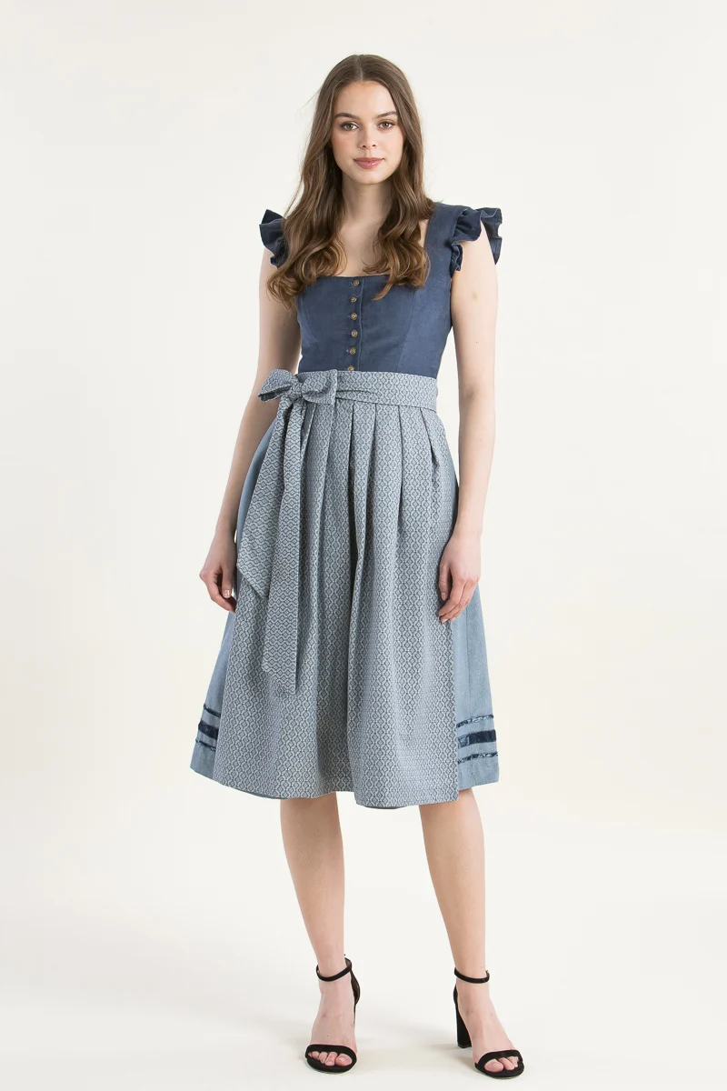 Alpenherz Flügelarm-Dirndl Nila blau
