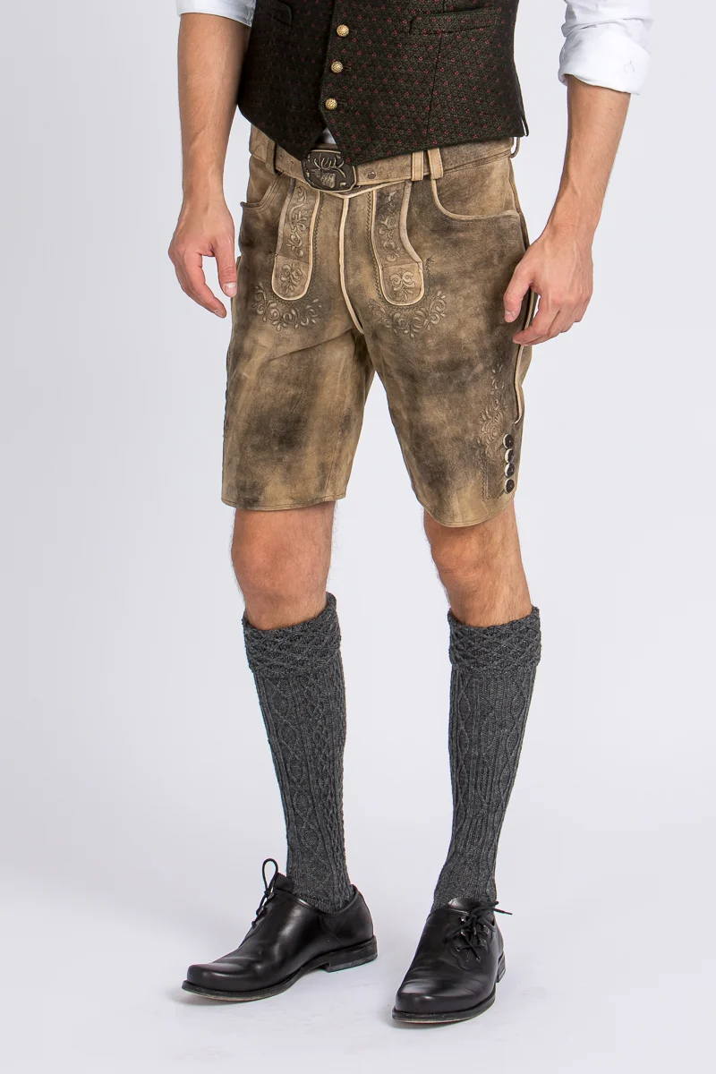 Kurze Spieth & Wensky Lederhose Grafenau Camel