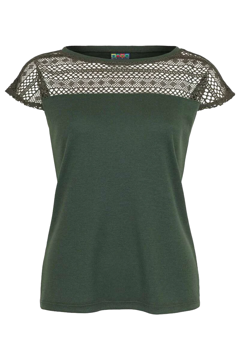 Trachtenshirt mit Spitze - grün