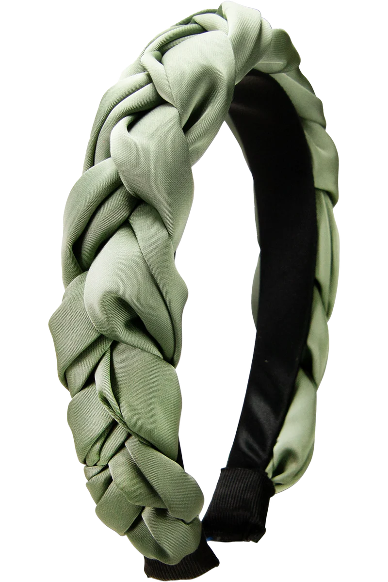 Satin-Haarreif geflochten - salbei