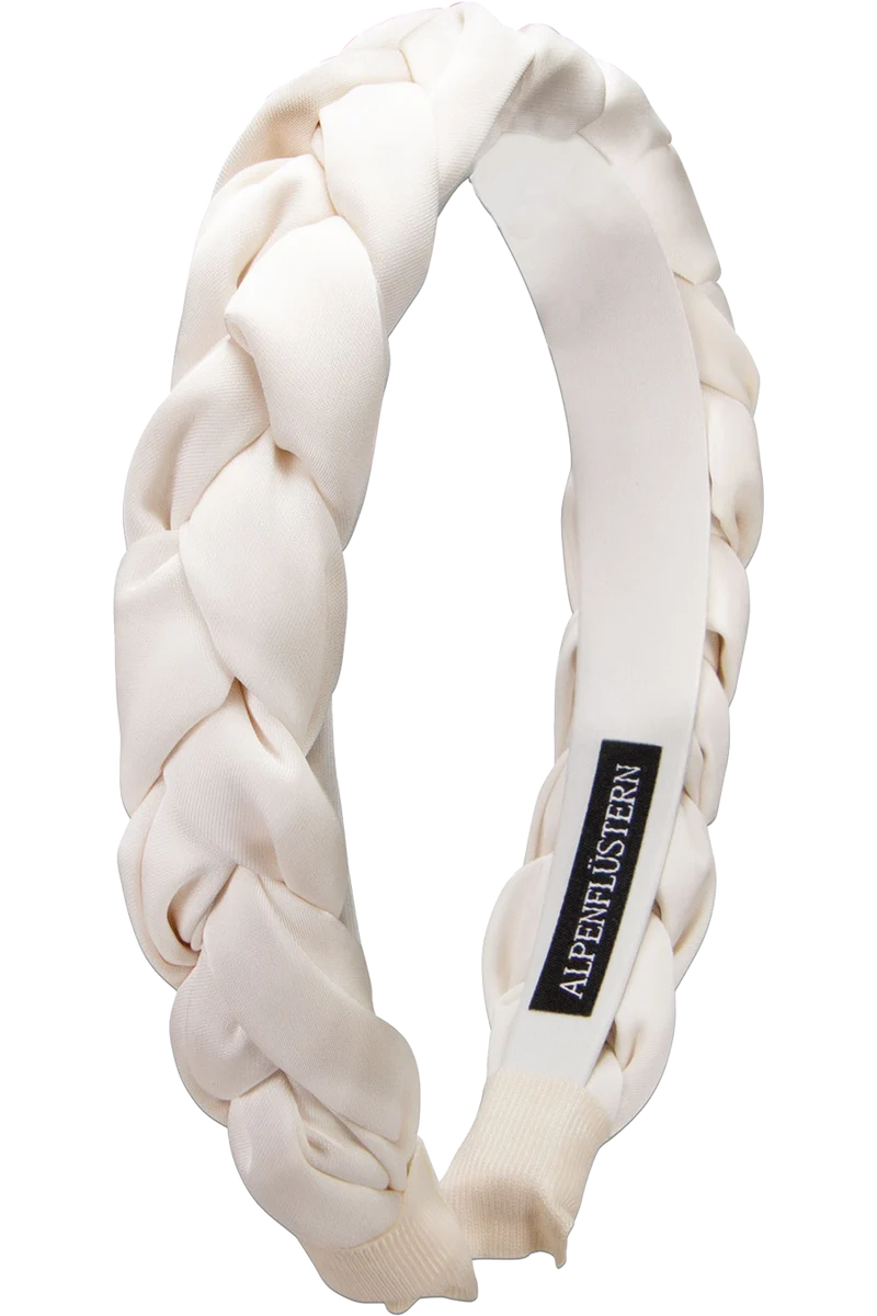 Satin-Haarreif geflochten - creme