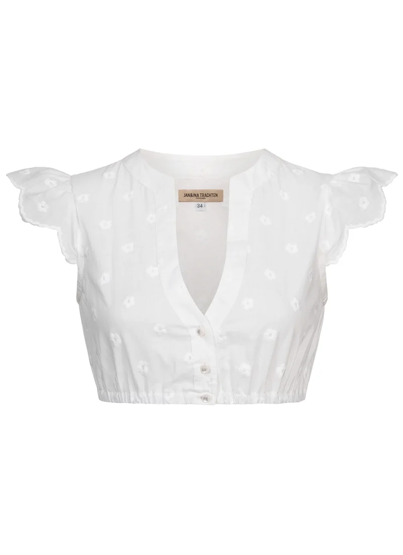 BW DIRNDLBLUSE FLOWER DOTS WEISS
