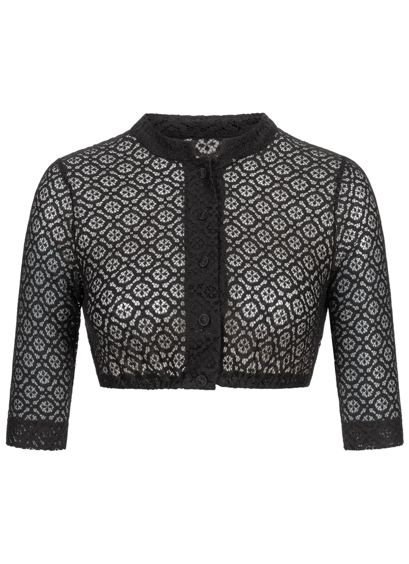 DIRNDLBLUSE FLOWER LACE 3/4 ARM SCHWARZ