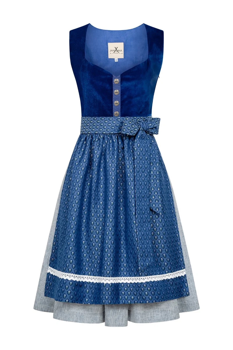 SAMT-JACQUARD DIRNDL KOBALTBLAU/ SILBER