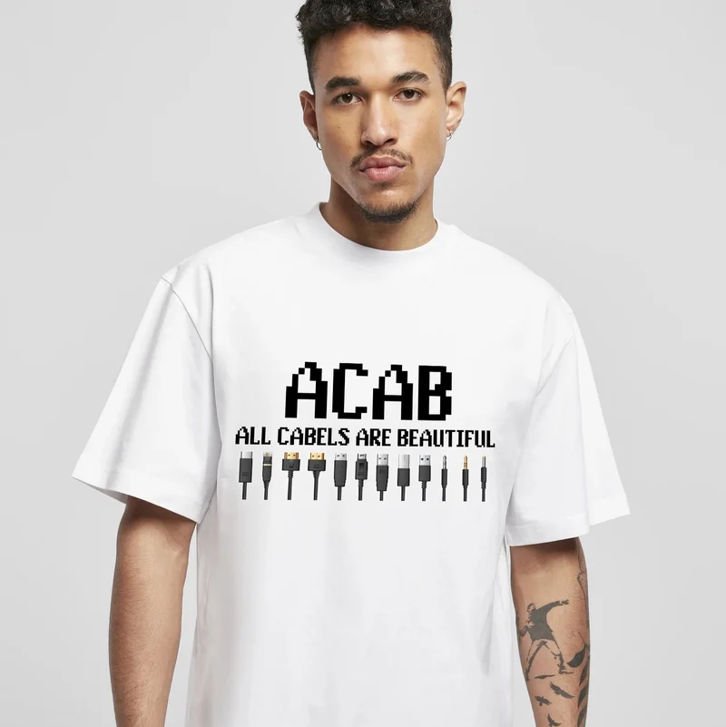 "ACAB – ALL CABLES ARE BEAUTIFUL" OVERSIZED T-SHIRT (FRONTPRINT)