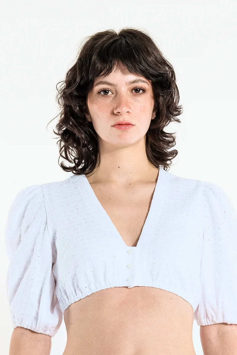 Heimatglück Dirndlbluse Rosalie Balloon Sleeve Weiß