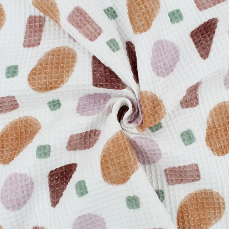 Waffelstoff geometrische Figuren | Rosa