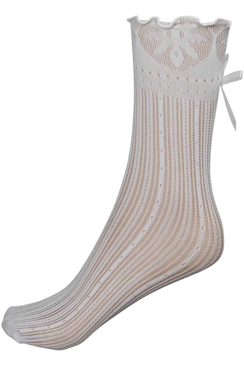 Damen Spitzensöckchen mit Schleife - weiß
